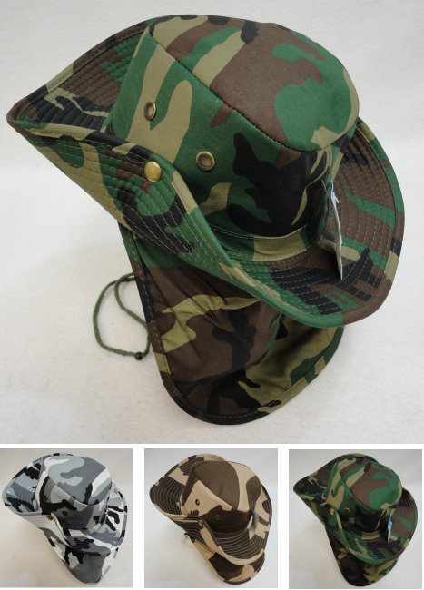 Cotton Boonie HAT with Cloth Flap [Army Camo